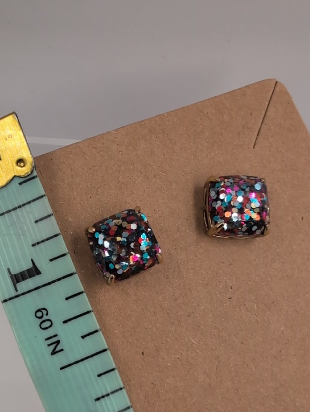 kate spade Multicolor Glitter Square Stud Earrings - Picture 4 of 4